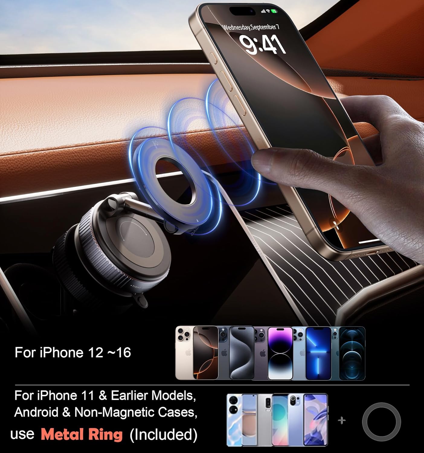 360° Phone Holder With Strong Vacuum Suction
