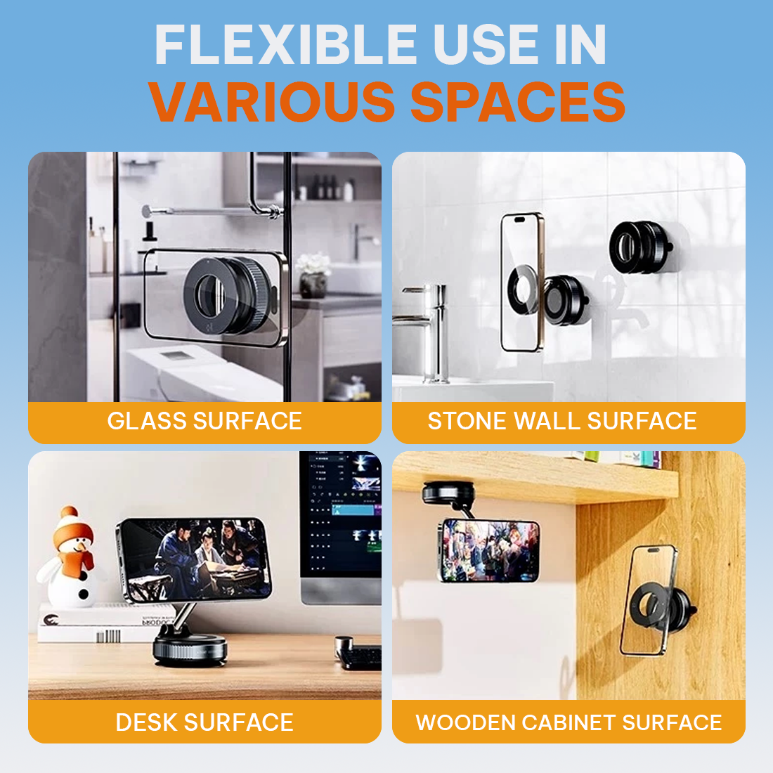 360° Phone Holder With Strong Vacuum Suction
