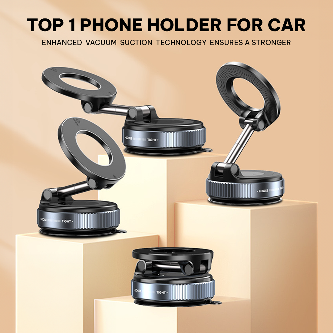 360° Phone Holder With Strong Vacuum Suction