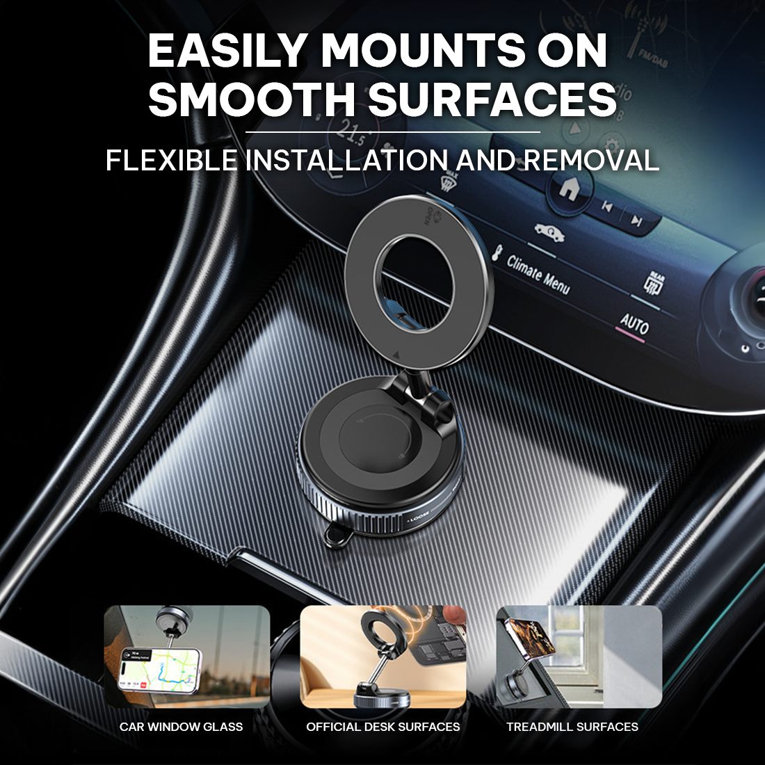 360° Phone Holder With Strong Vacuum Suction